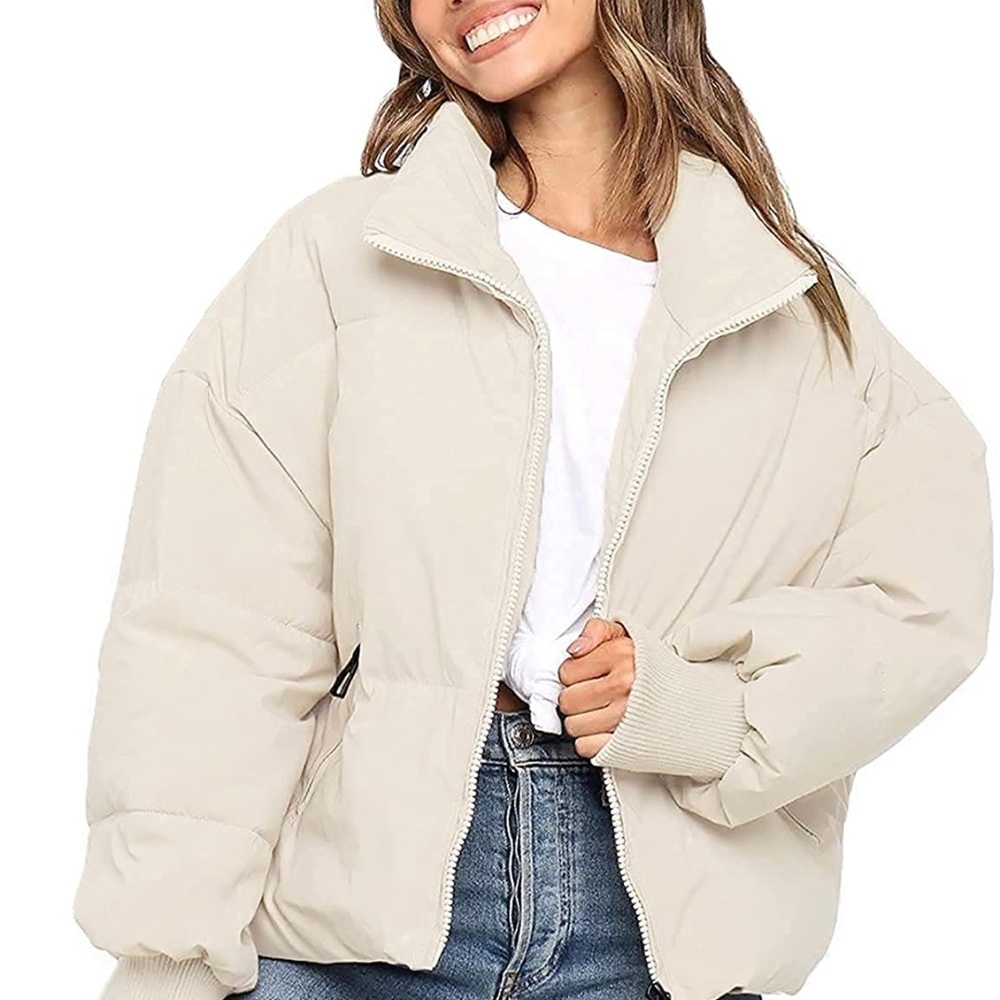 Off White Crop Puffer
